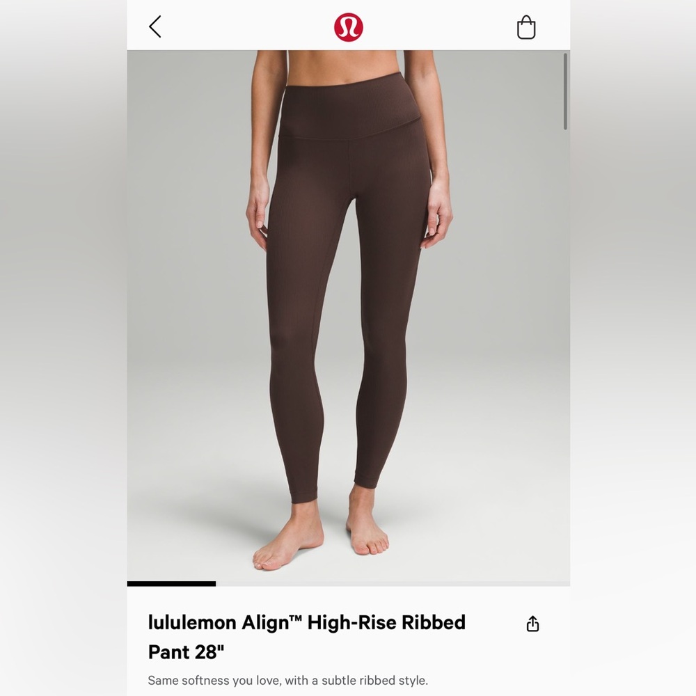 NWT Lulu lemon align high rise ribbed HR pant size 4 brown 28”